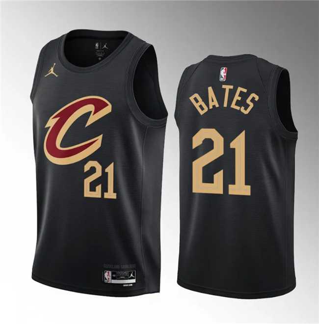 Mens Cleveland Cavaliers #21 Emoni Bates Black 2023 Draft Statement Edition Stitched Jersey Dzhi